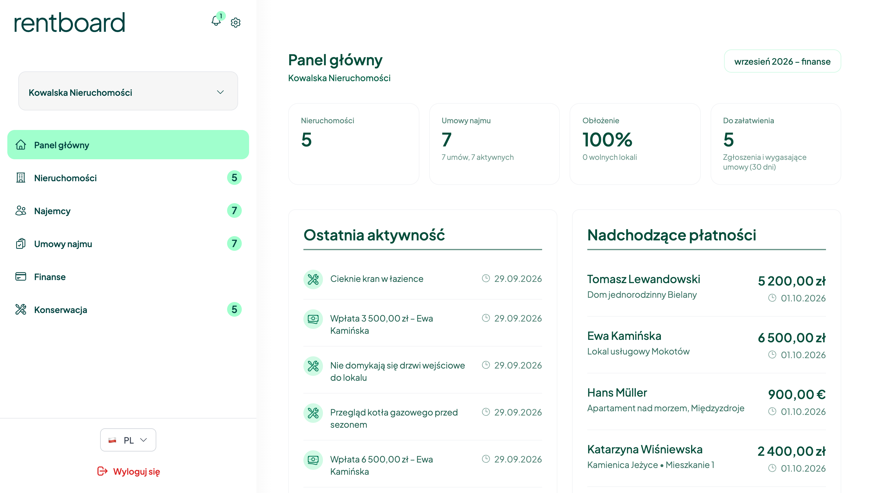 Zrzut ekranu aplikacji